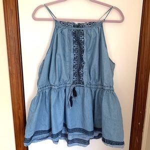 Lane Bryant Chambray Peplum Top